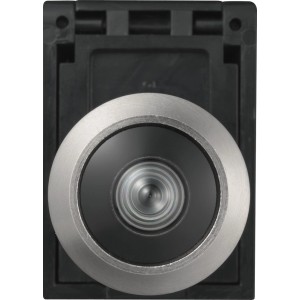 Abus Türspion 2300 S in Silber, Detailaufnahme der Linse. Türsicherung für mehr Sicherheit.