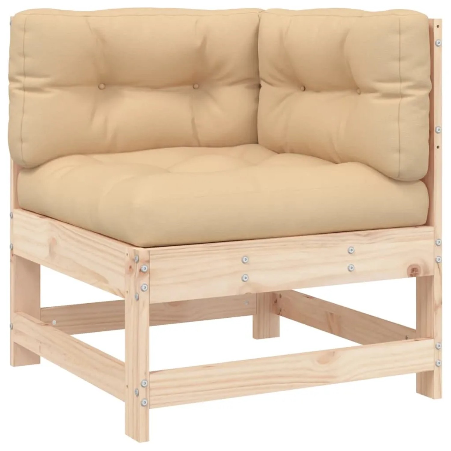 vidaXL Gartenmöbel: 8-tlg. Lounge-Set aus Massivholz mit beigen Kissen.