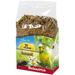 JR Farm Individual Wellensittichfutter, 1kg Packung mit Samen und Kräutern.