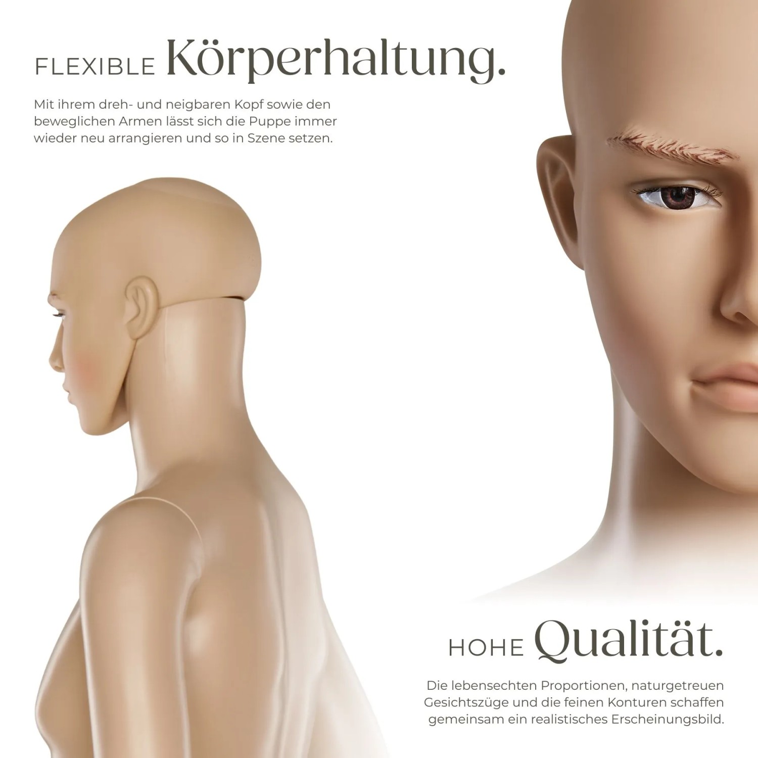 Tectake Schaufensterpuppe  Aus Kunststoff Beweglich und Standfest  42 x 30 x 185 cm Beige_3