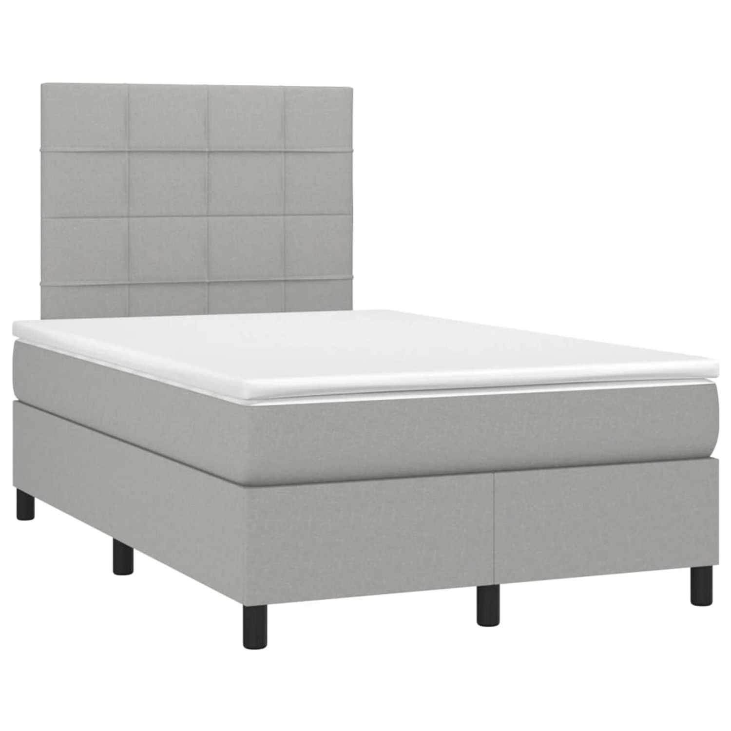 vidaXL Boxspringbett mit Matratze & LED Hellgrau 120x200 cm Stoff 3134861 günstig online kaufen