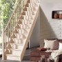Treppen Intercon Holztreppe Casablanca Raumspartreppe Fichte Massiv Naturbelassen Gerade Mit 60 cm Treppenbreite Einseitiges Geländer Mit Setzstufen_2