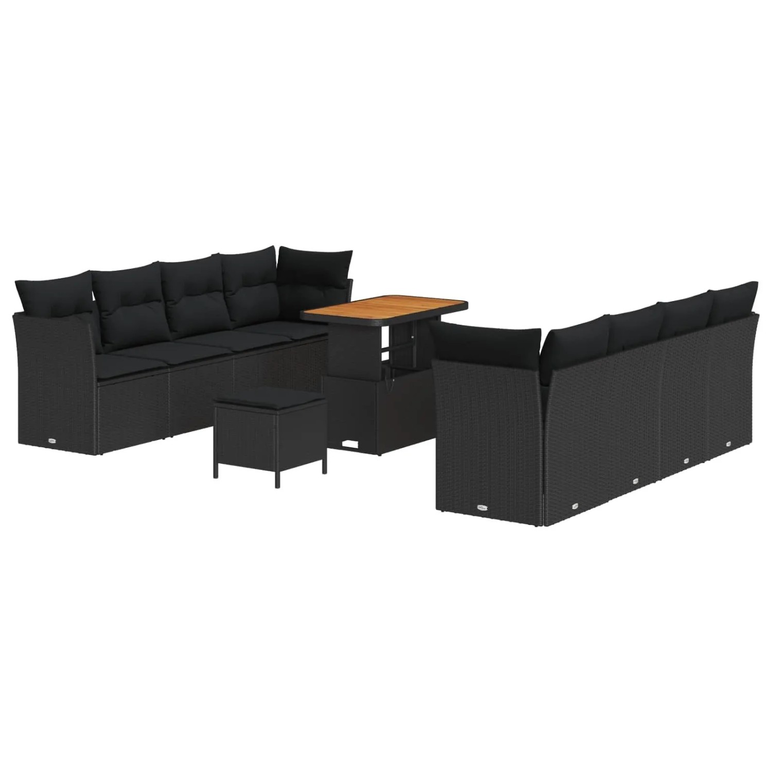 vidaXL Gartensofa-set mit Kissen 11-Tlg Schwarz Poly-Rattan 3363409 günstig online kaufen