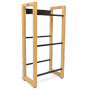 Holzfarbenes Getränkekistenregal mit schwarzer Edelstahlablage für 3 Kisten von holz4home.