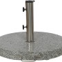 Siena Garden Schirmständer aus grauem Granit, Ø 50cm, mit Edelstahlrohr und Fixierschrauben.