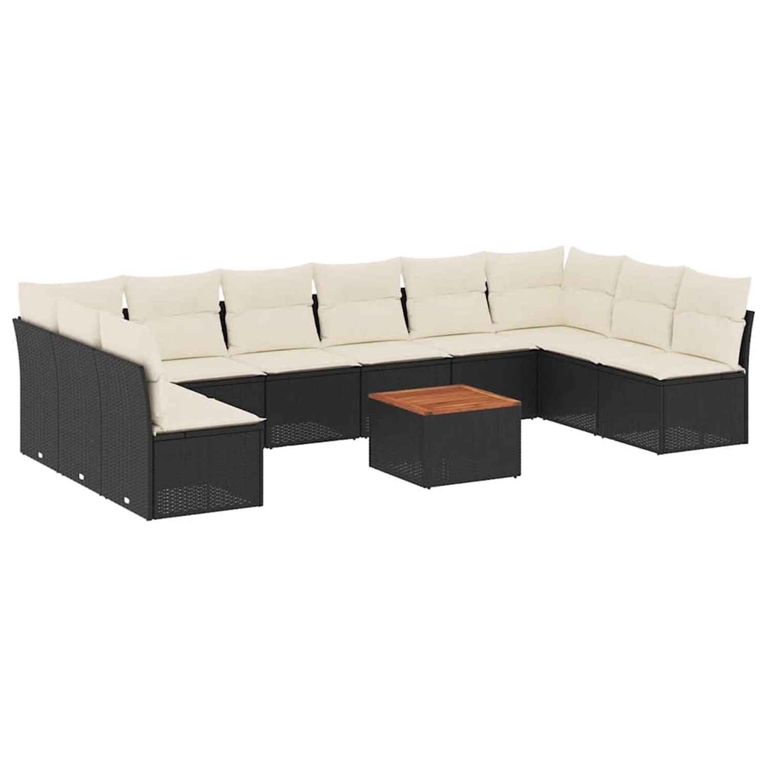 vidaXL 11-Tlg Garten-Sofagarnitur mit Kissen Schwarz Poly Rattan 3256126 günstig online kaufen
