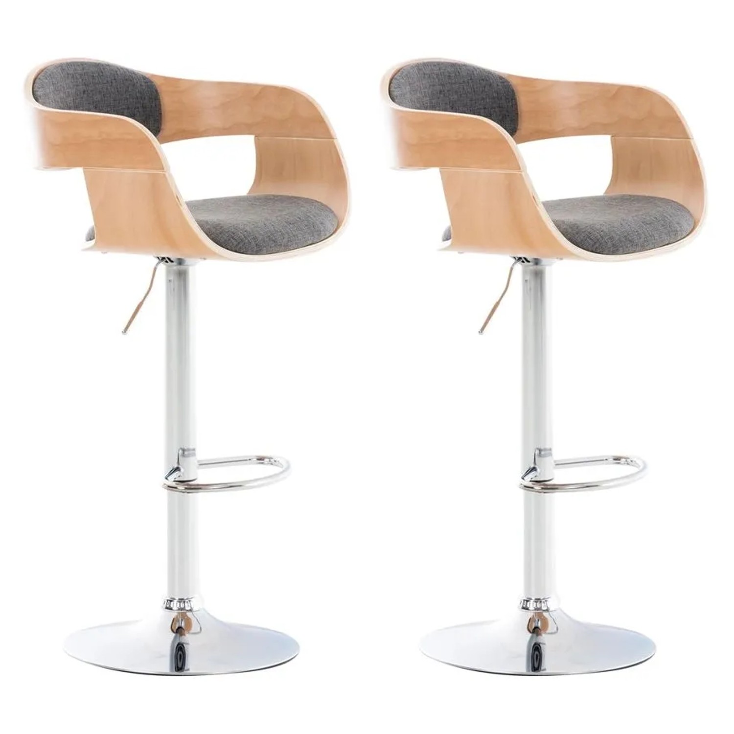 CLP 2er Set Barhocker Kingston Stoff Natura/Hellgrau