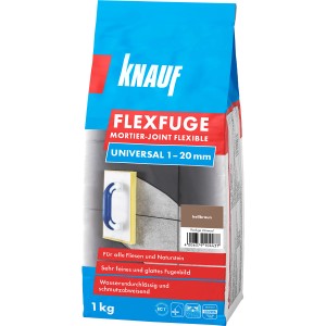 Knauf Flexfuge Universal hellbraun, 1 kg Sack. Fugenmasse für Fliesen und Naturstein, ideal für innen und außen.