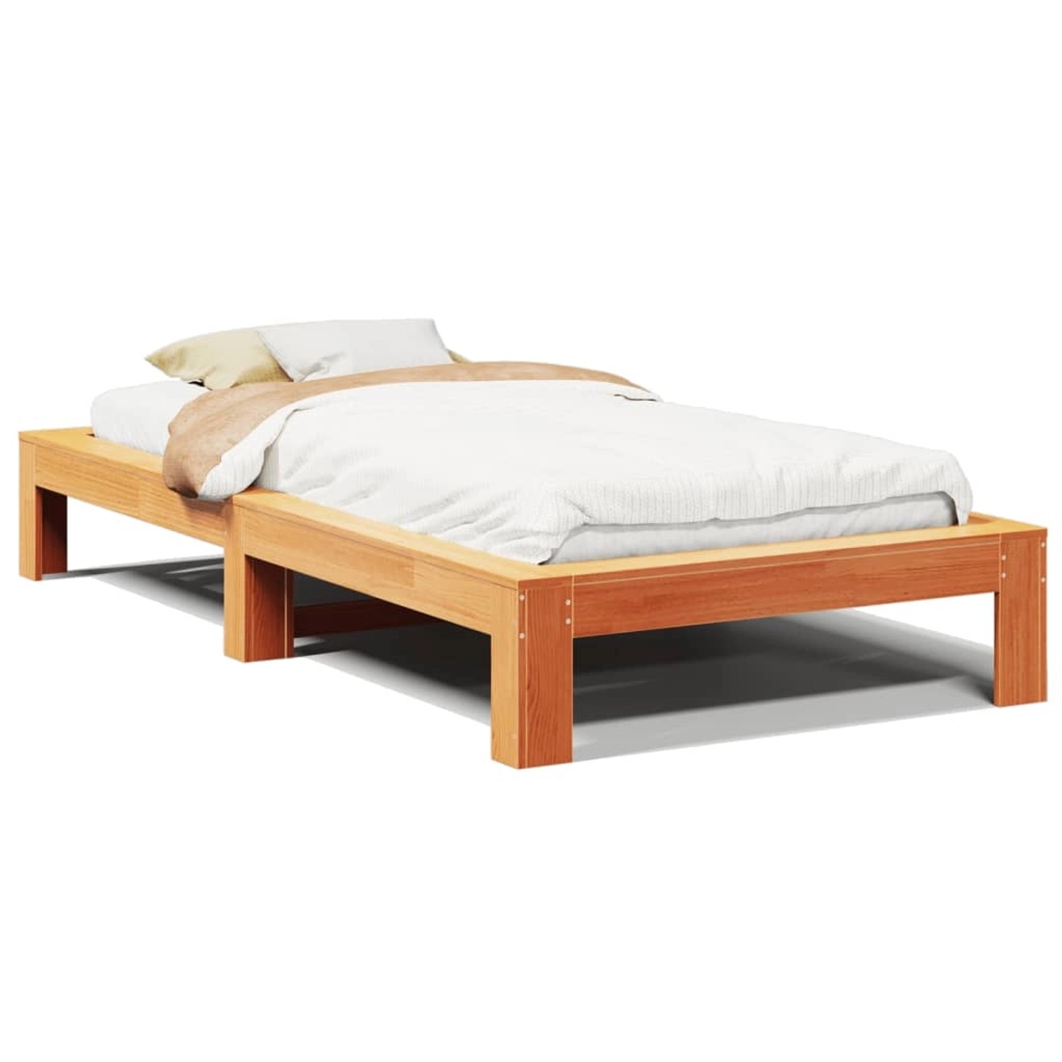 vidaXL Massivholzbett ohne Matratze Wachsbraun 90x200 Kiefernholz 855327 günstig online kaufen