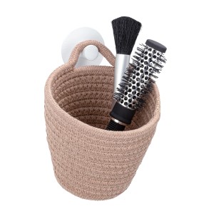 Wenko Aufbewahrungskorb Soria Sand mit Bürsten, geflochten aus Baumwollmischgewebe.