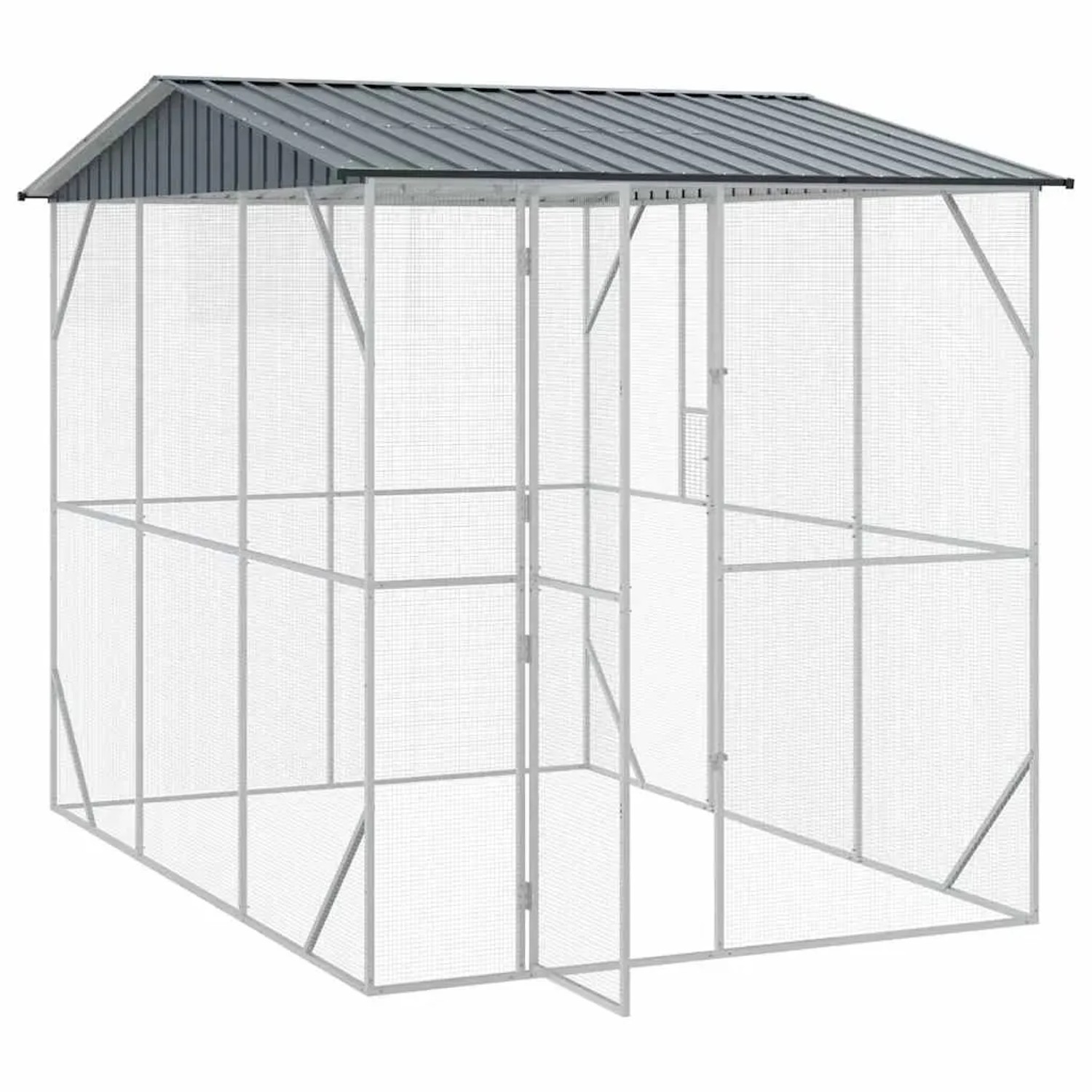 vidaXL Vogelkäfig Anthrazit 227 x 310 x 247 cm Verzinkter Stahl 3325160_3