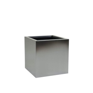 Vivanno Block Blumentopf, 40x40x40 cm, aus gebürstetem Edelstahl.