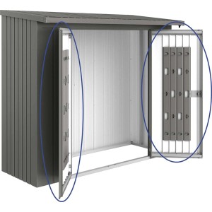 Biohort Türpaket für WoodStock 230, Quarzgrau-Metallic, mit Drehgriff-Zylinderschloss.