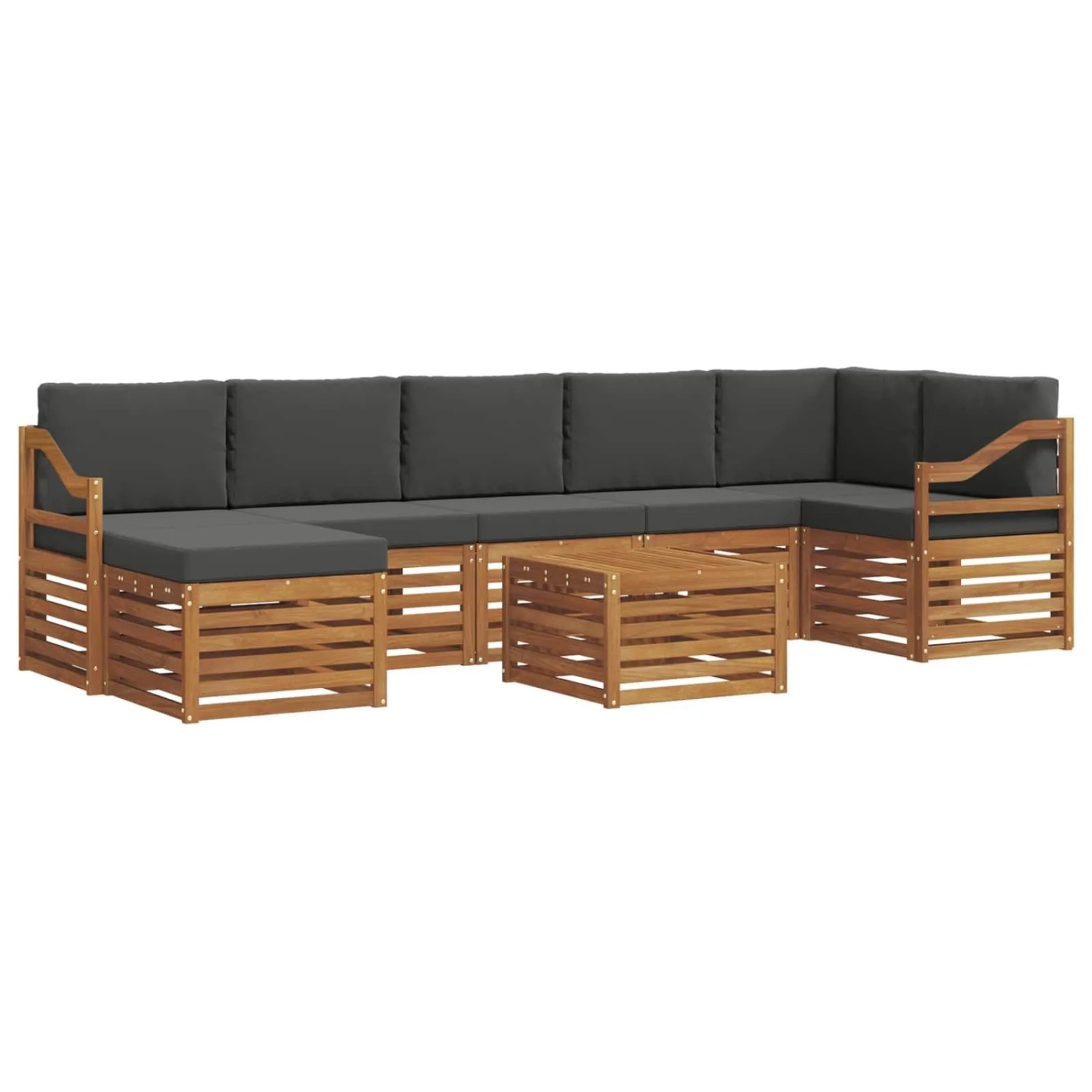 vidaXL Sofagarnituren 8 Tlg Natur und Anthrazit Massivholz Akazie 3375227