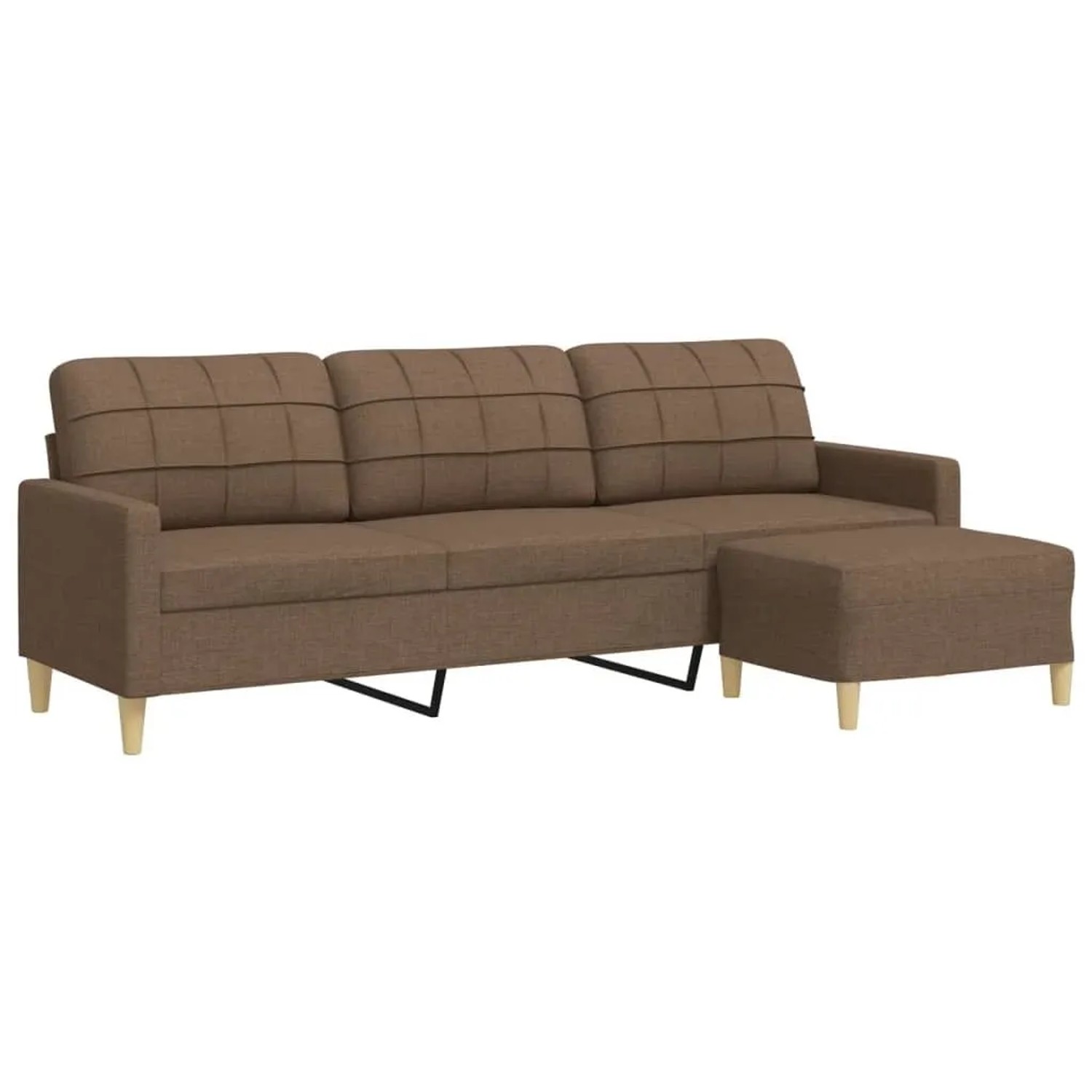 vidaXL 3-Sitzer-Sofa mit Hocker Braun 210 cm Stoff 3278252