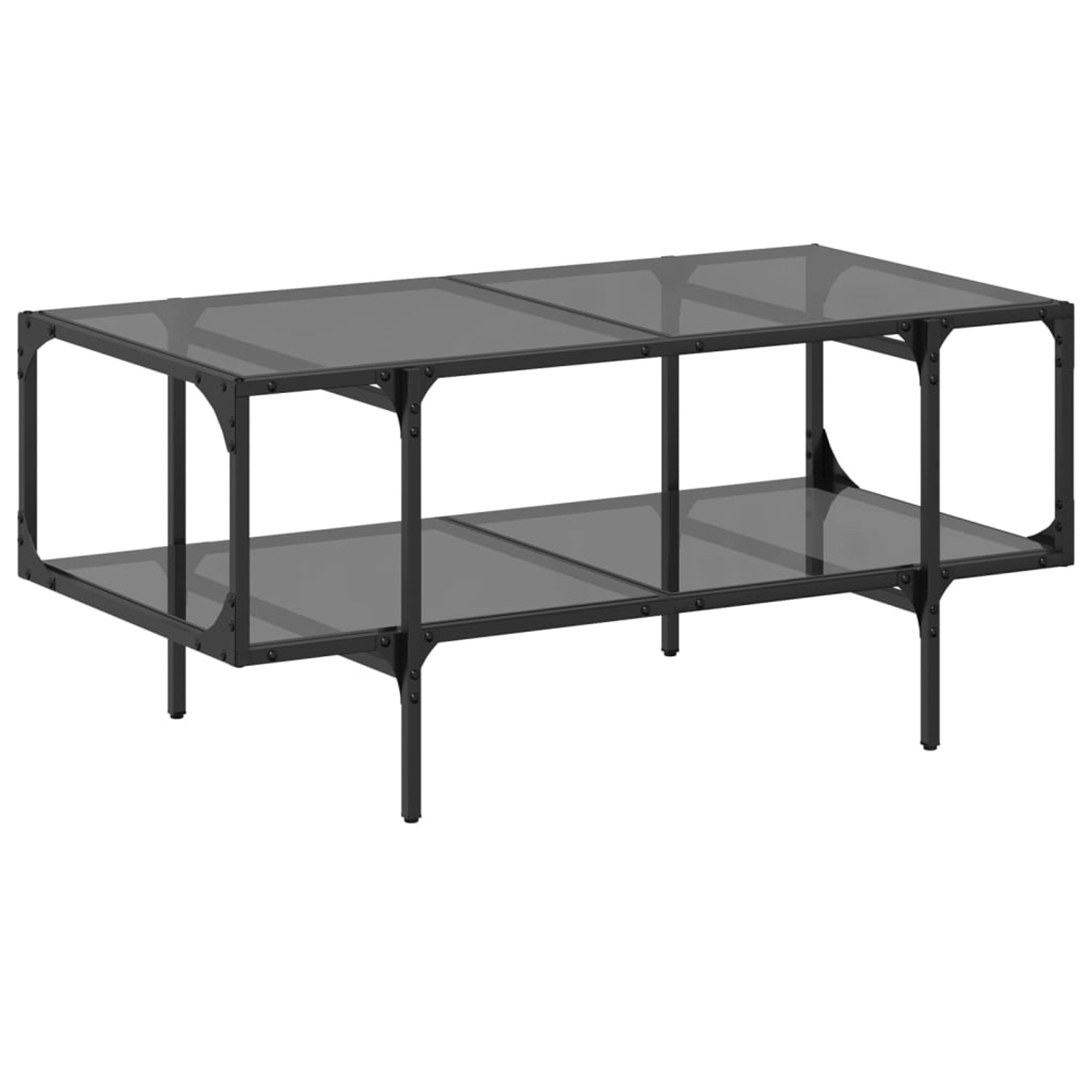 vidaXL Couchtisch mit Glasplatte Schwarz 98,5x50x45 cm Stahl Modell 3 günstig online kaufen