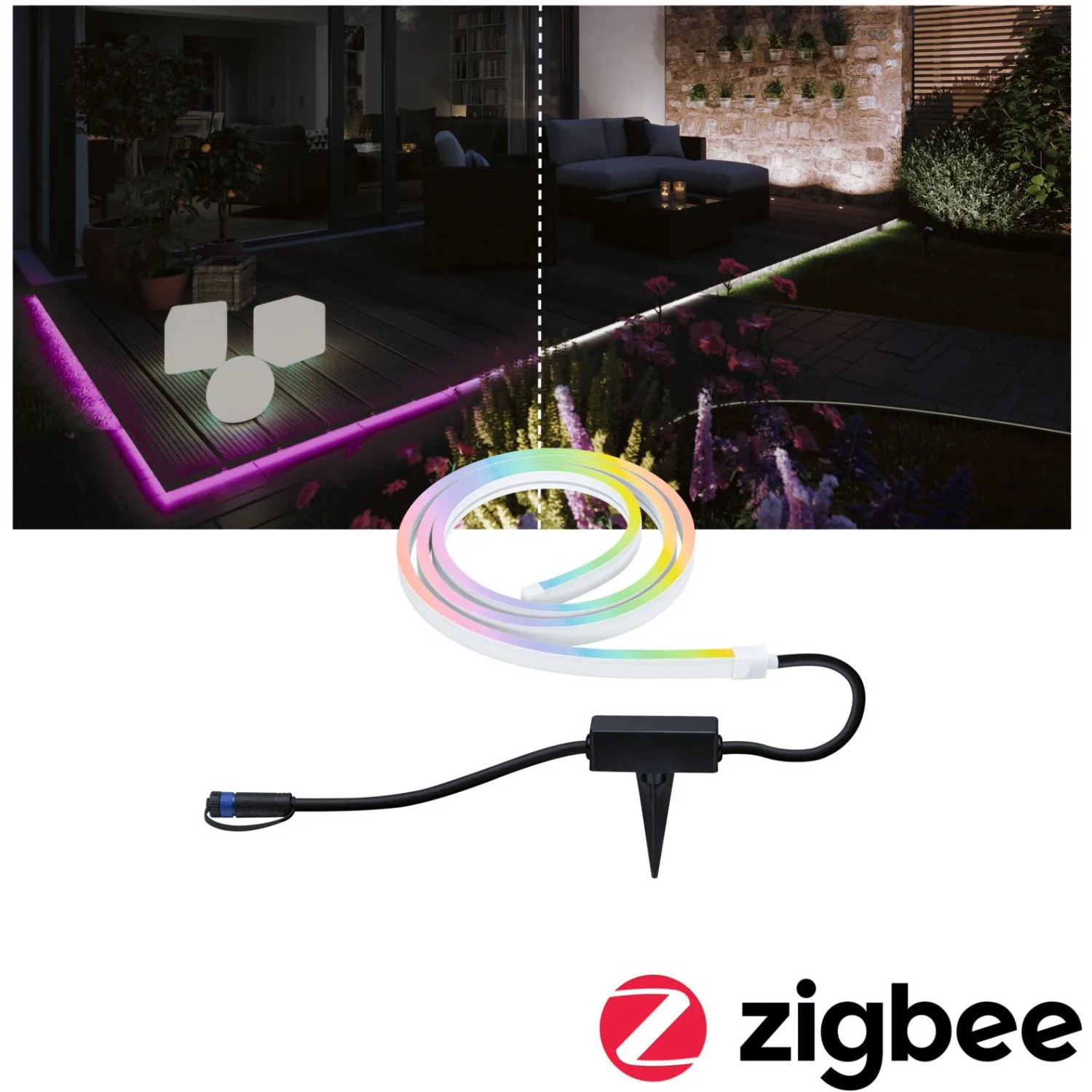 Paulmann Outdoor LED Stripe Neon RGB, 2m, für Außenbeleuchtungssysteme, mit Farbwechsel.