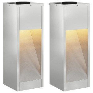 2er Set vidaXL Solar LED Wegeleuchten, silberfarben, aus galvanisiertem Stahl. Für stimmungsvolle Gartenbeleuchtung.