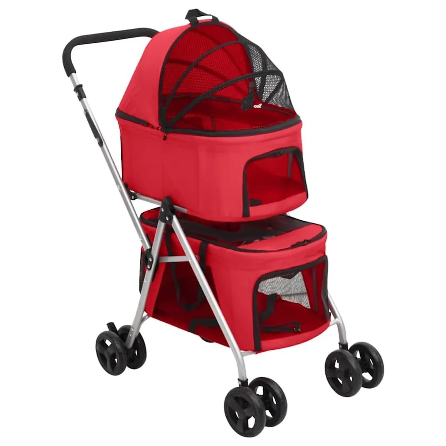 vidaXL Hundewagen für 2 Hunde Faltbar Rot 83x48x97 cm Oxford-Gewebe 172206