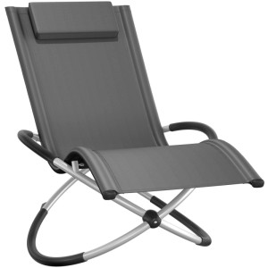 Tectake Sonnenliege Paulina Mit Textilene Ergonomisch  Atmungsaktiv  Widerstandsfähig und Faltbar  150 x 73 x 93 cm Grau