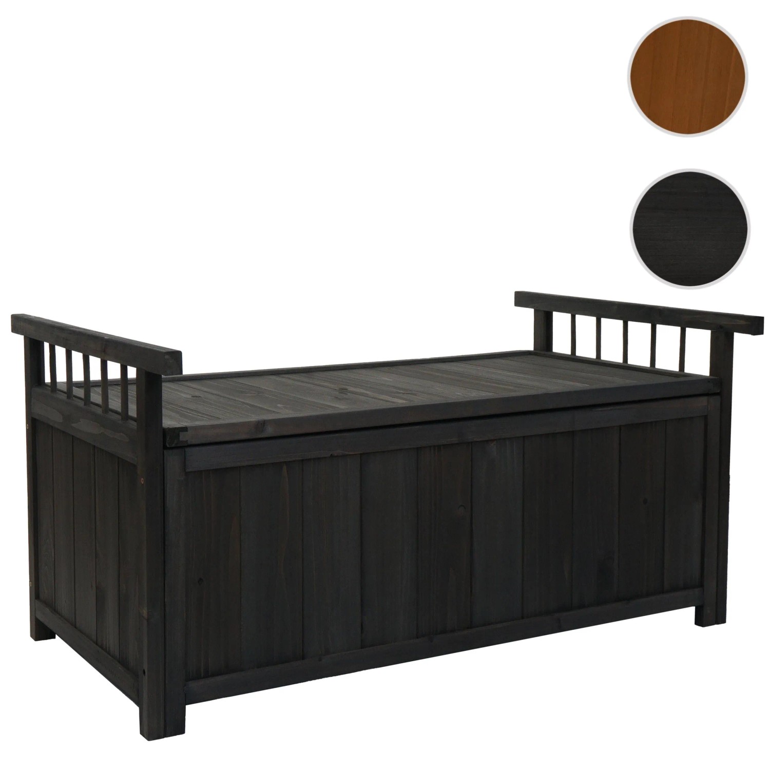 Proregal Aufbewahrungstruhe HxBxT 53x108x60cm Tanne Holz Anthrazit Gartentruhe Auflagenbox Truhe_8