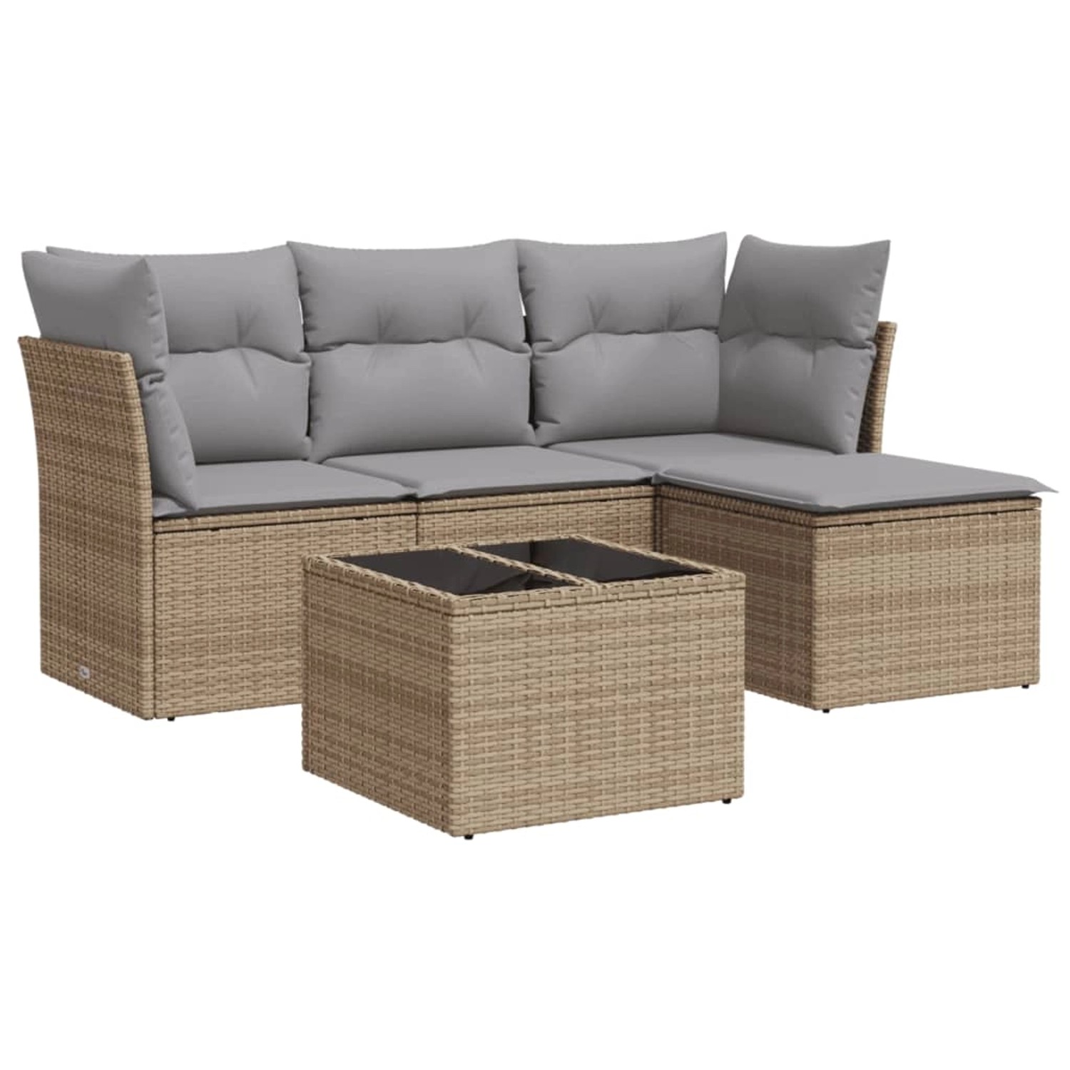 vidaXL 5-Tlg Garten-Sofagarnitur mit Kissen Beige Poly Rattan 3217549 günstig online kaufen