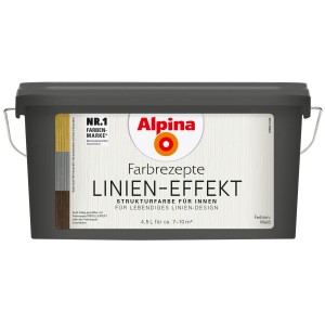 Alpina Farbrezepte Linien-Effekt Weiß, 4,5L Eimer. Strukturfarbe für lebendige Wandgestaltung mit Linien.