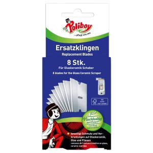 Poliboy Erstatzklingen (8 Stk.) für Glaskeramik Schaber im Karton.