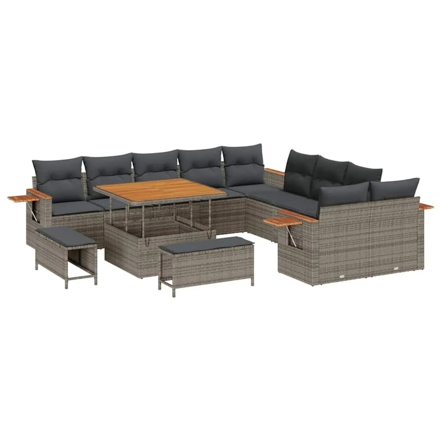 vidaXL Gartensofa-set mit Kissen 17-Tlg Grau Poly-Rattan 3365178 günstig online kaufen