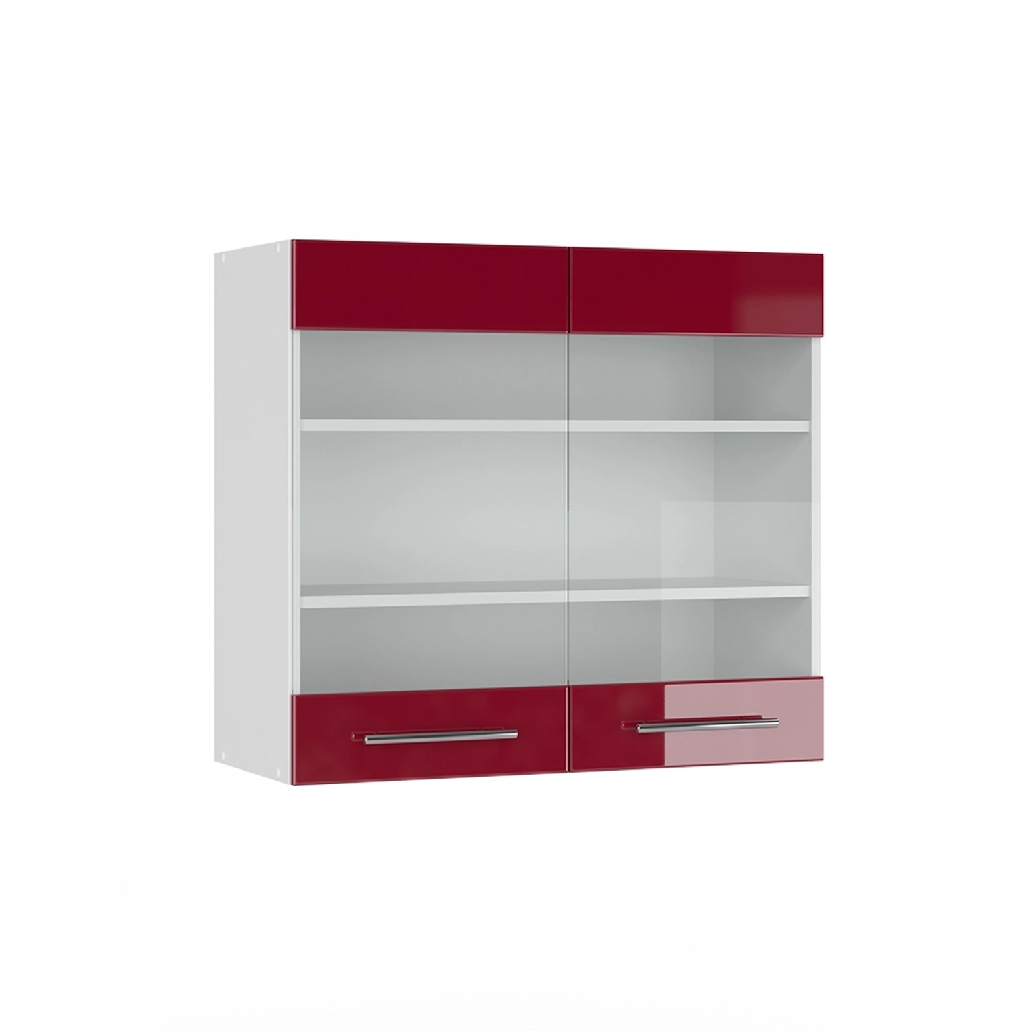 Thumbnail - Vicco Küchenglasschrank Fame-Line Glashängeschrank Bordeaux Hochglanz/Weiß 80 cm