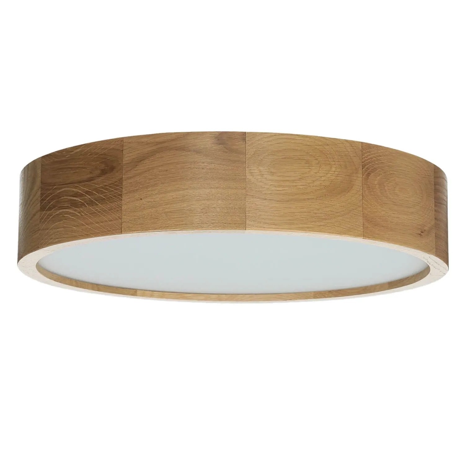 Licht-Erlebnisse Deckenleuchte Rund Ø 37 cm Eiche 2x E27 Holz Glas