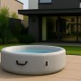 Aufblasbarer, runder MCW Whirlpool N97 für 4 Personen, Ø150cm, in Grau mit Wasser und Abdeckung.