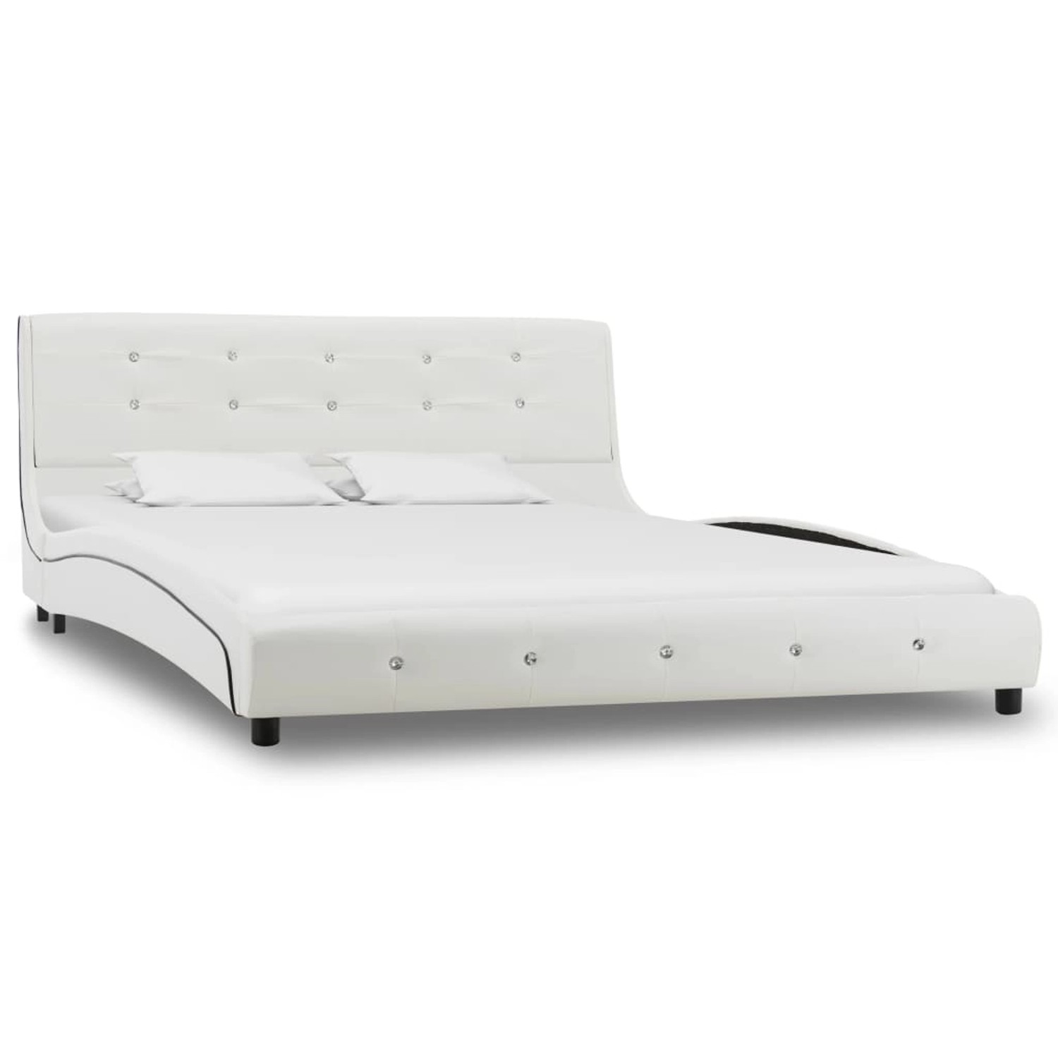 vidaXL Bett mit Memory-Schaum-Matratze Weiß Kunstleder 140x200 cm Modell 1612943