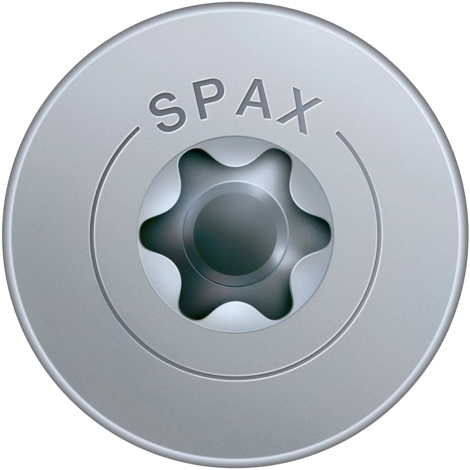 Detailaufnahme: Spax Universalschraube Flachkopf mit T-Star plus Antrieb.