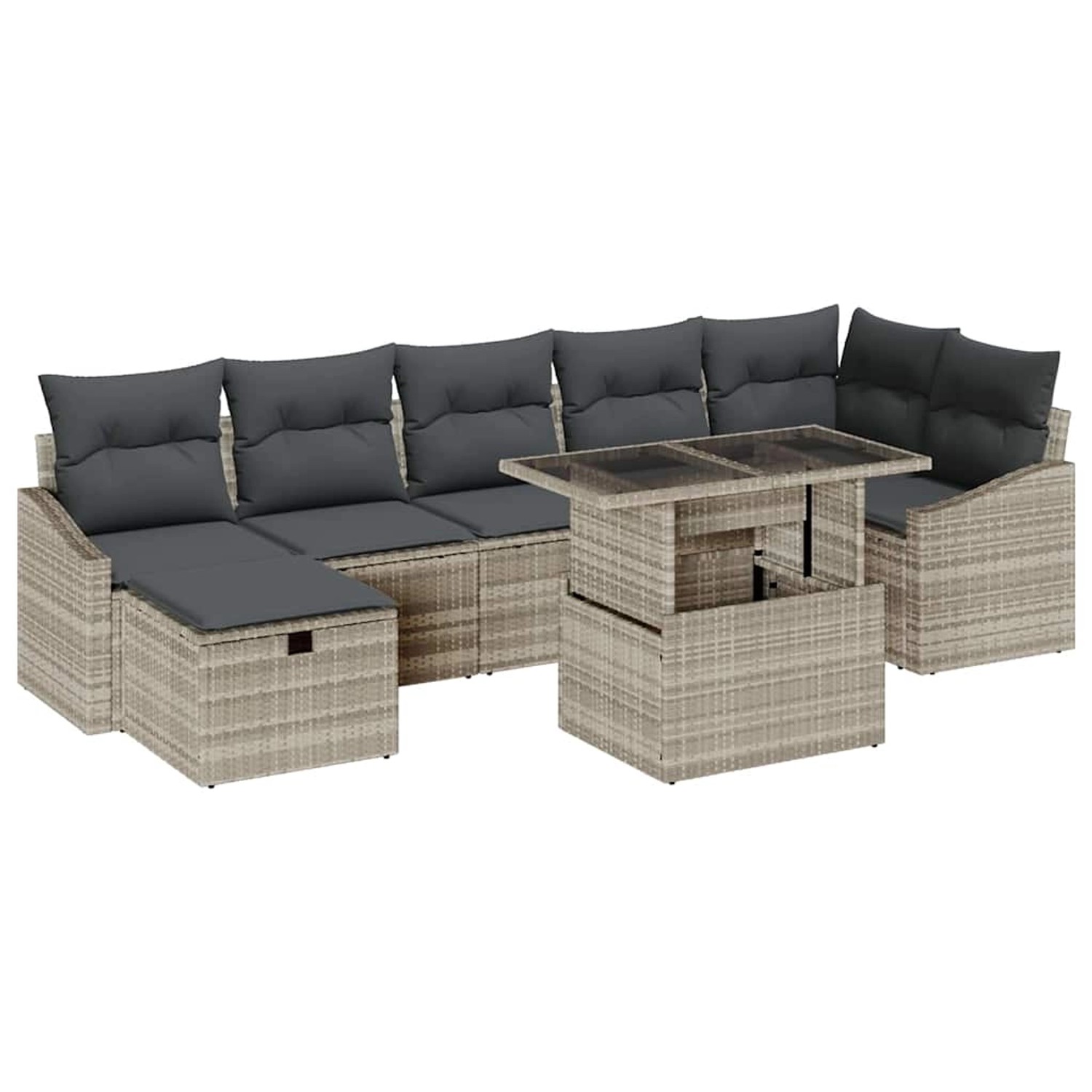 vidaXL Garten-Sofa-Set mit Kissen 8-Tlg Hellgrau Poly Rattan 3359849 günstig online kaufen