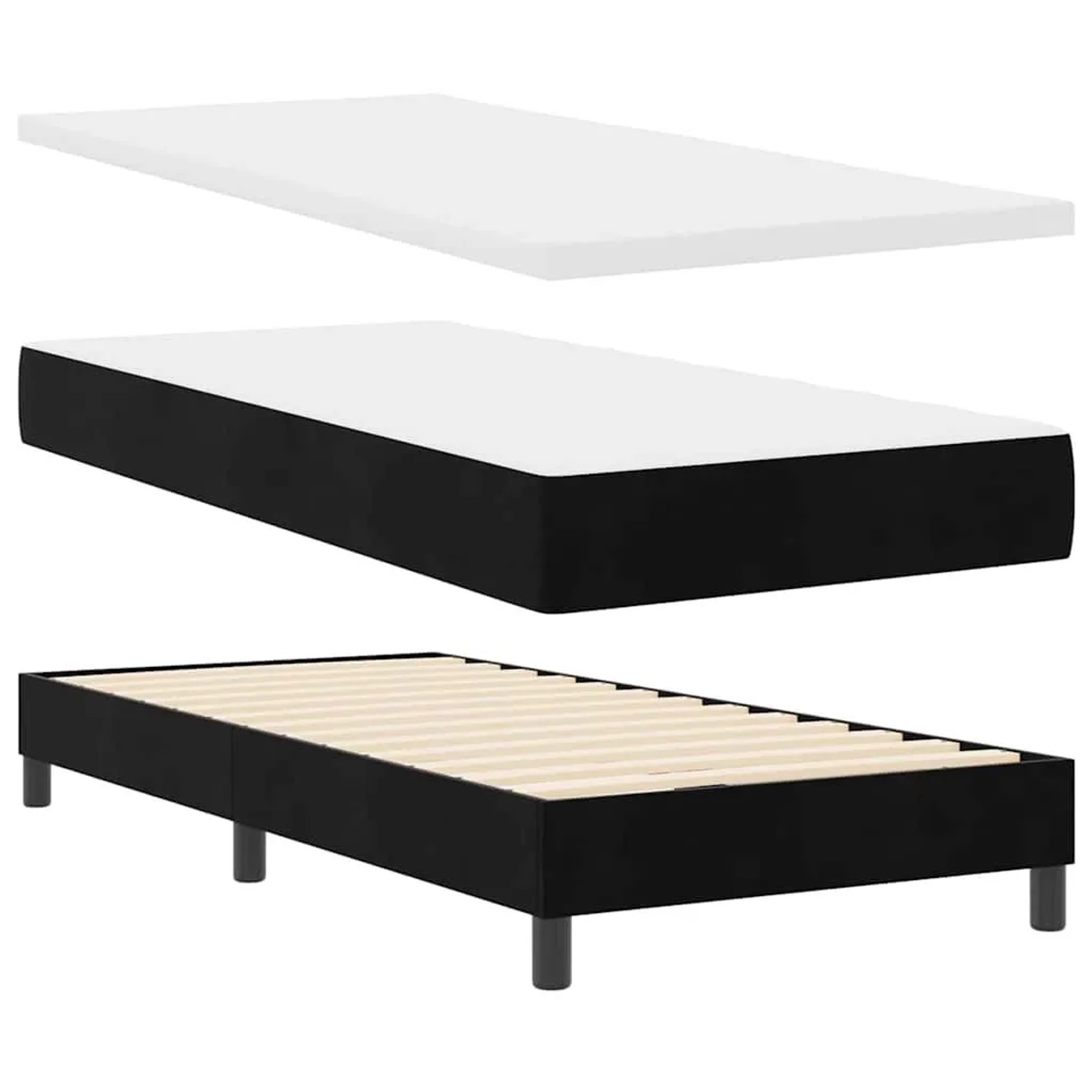 vidaXL Boxspringbett mit Matratze Schwarz 90 x 200 cm Samt 3340426 günstig online kaufen