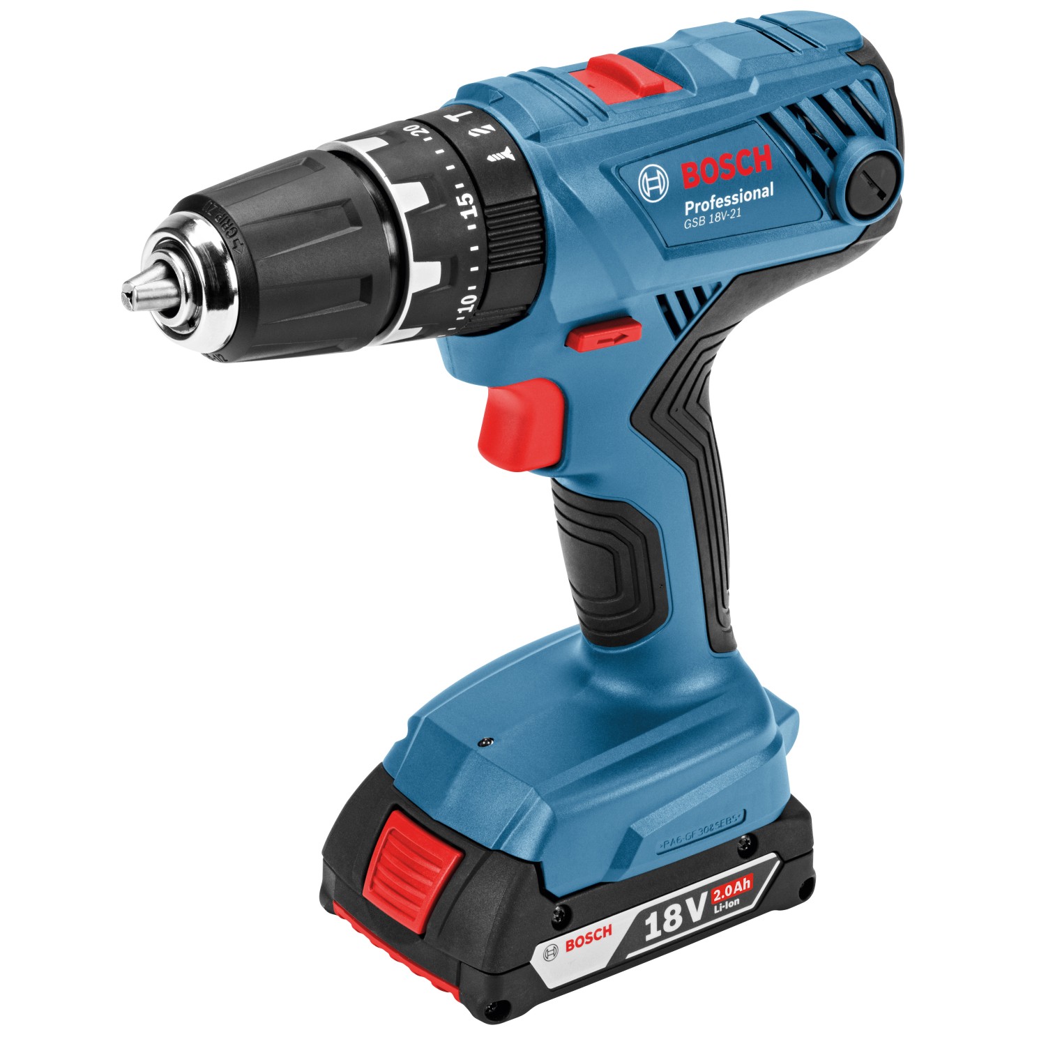 Bosch Professional Akku-Schlagbohrschrauber GSB 18 V-21 mit 2 Akkus und L-Boxx.