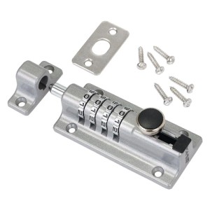 HMF 3591-09 Riegelschloss Türriegel mit 4-Stelligem Zahlencode aus Zinklegierung 122 x 40 x 48 mm Silber