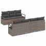 Graues 8-teiliges vidaXL Garten-Sofa-Set aus Rattan mit Tisch und Stauraum.