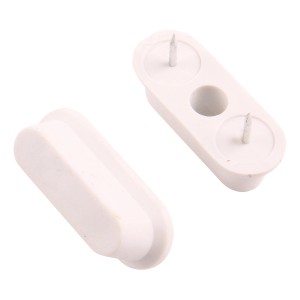 Weiße WC-Sitz Puffer aus Kunststoff, Zubehör für Toilettensitze.