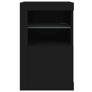Schwarzer vidaXL Beistellschrank mit LED, Glasablage und Stauraum, passend zur Kategorie Büroschränke.