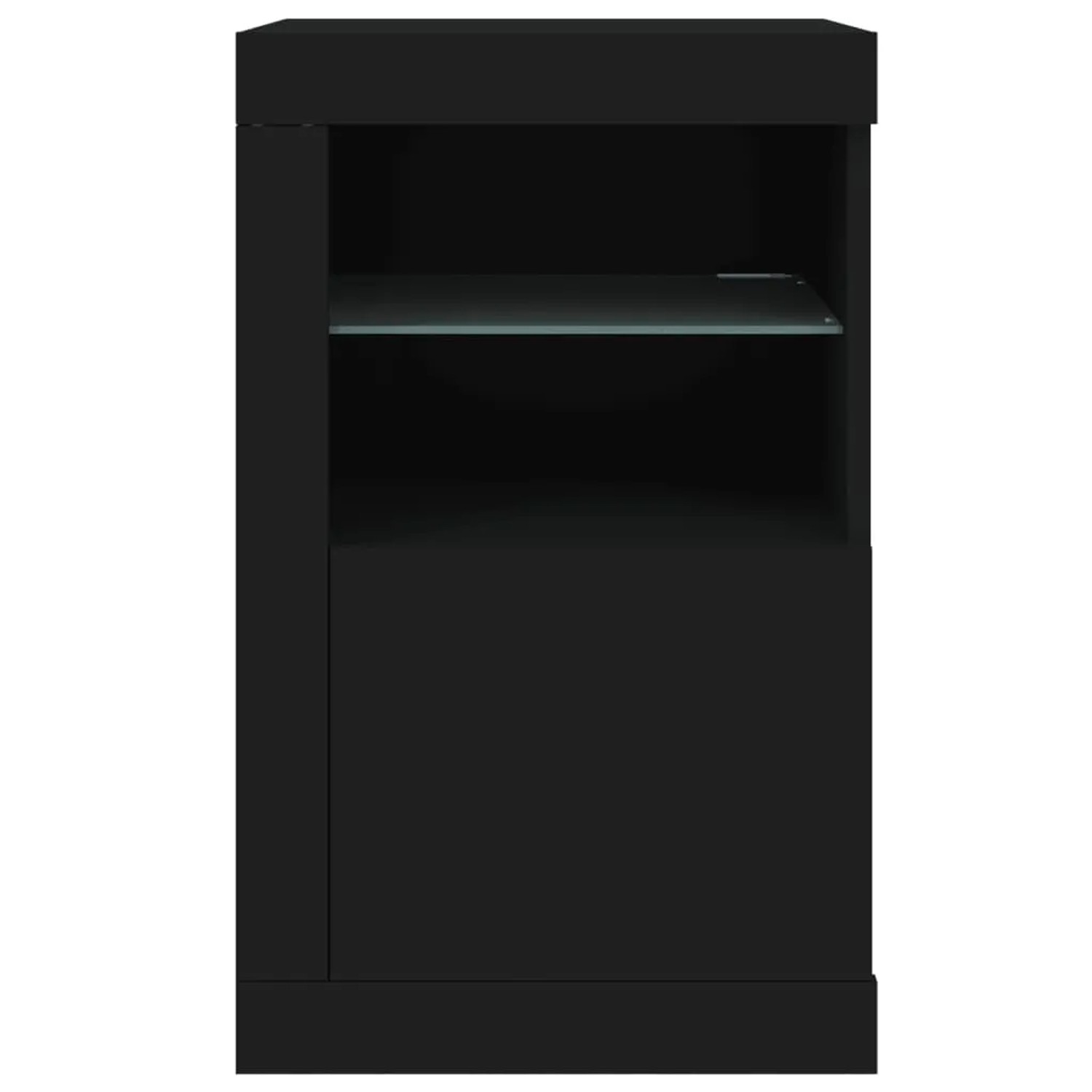 Schwarzer vidaXL Beistellschrank mit LED, Glasablage und Stauraum, passend zur Kategorie Büroschränke.