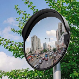 Wiltec Verkehrsspiegel 60Cm Konvexspiegel Schutzhaube Schwarz Sicherheitsspiegel