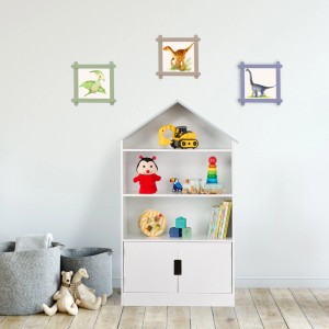 Relaxdays Kinderregal MDF Weiß Grau Hausform 115 cm x 68 cm x 28 cm 16,4 kg