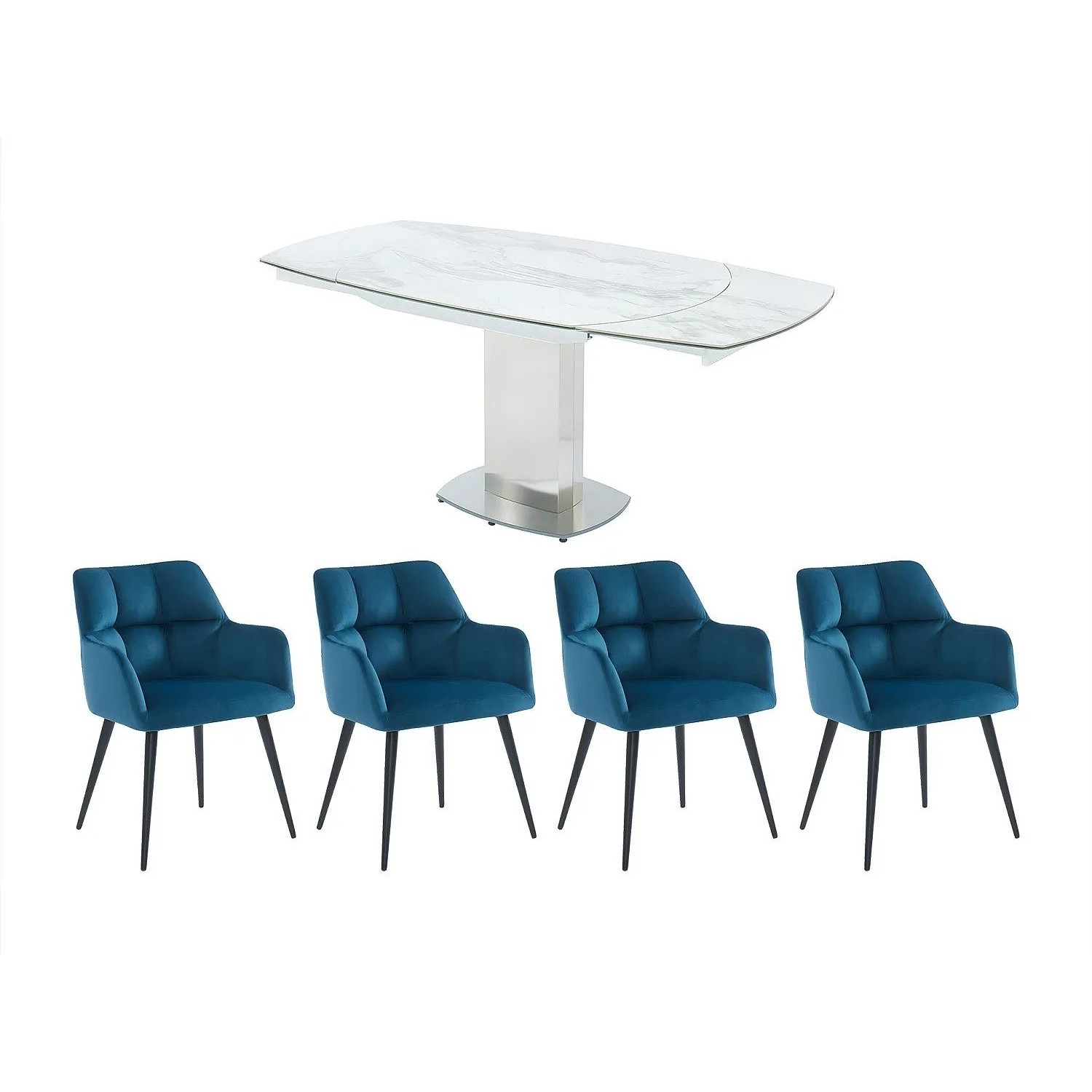 Vente-unique Essgruppe Talicia Weiß 180 cm  120 cm