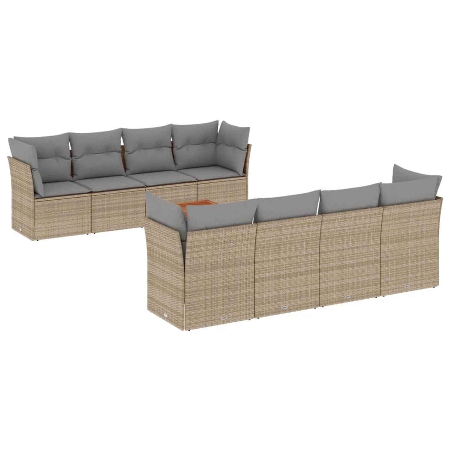 vidaXL 9-Tlg Garten-Sofagarnitur mit Kissen Beige Poly Rattan 3255856 günstig online kaufen