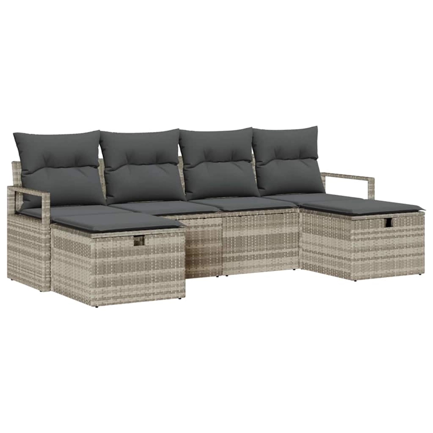 vidaXL Garten-Sofa-Set mit Kissen 6-Tlg Hellgrau Poly Rattan 3360553 günstig online kaufen