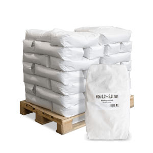 Weiße Säcke Galamio Aquariensand 0,2-2,0 mm auf Holzpalette. 40x 25kg Quarzsand für Aquarien & Terrarien.