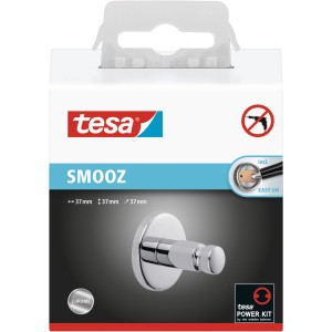 Tesa Smooz Handtuchhaken, verchromt, zur Wandmontage ohne Bohren.