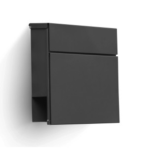 Anthrazitfarbener Radius Design Briefkasten Letterman 6 mit Zeitungsfach.